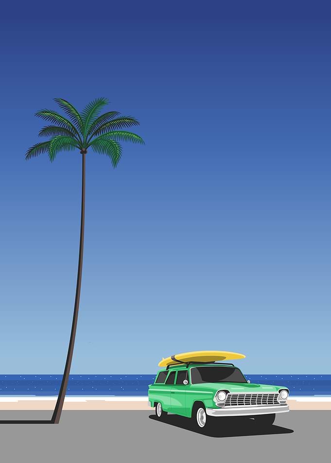Old Car at Tropical Beach