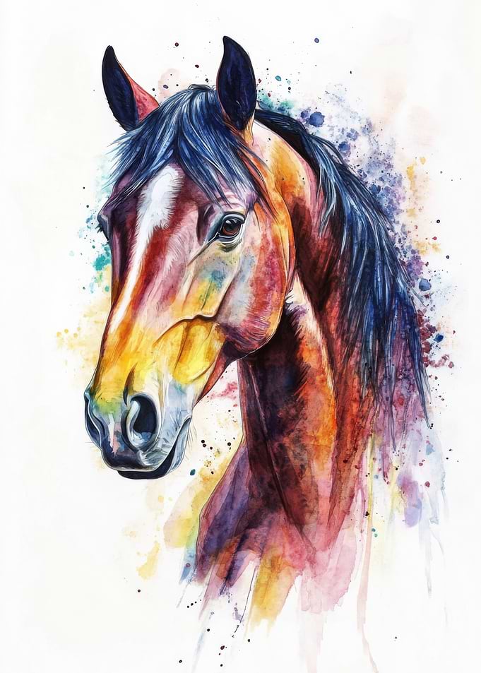 Watercolor Horse Portrait