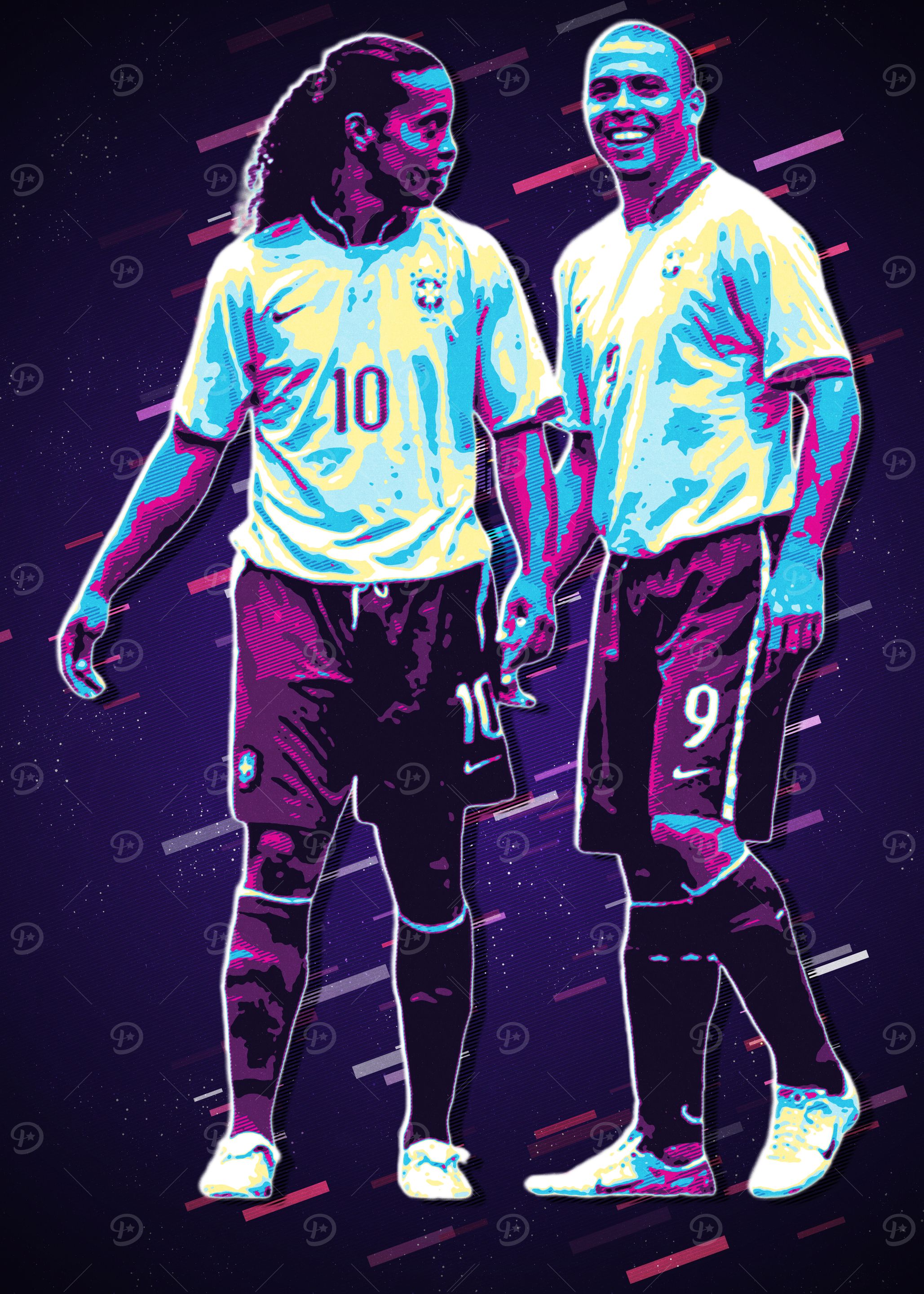Ronaldo & Ronaldinho Retro Art