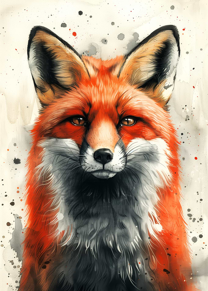 Red Fox Watercolor Portrait