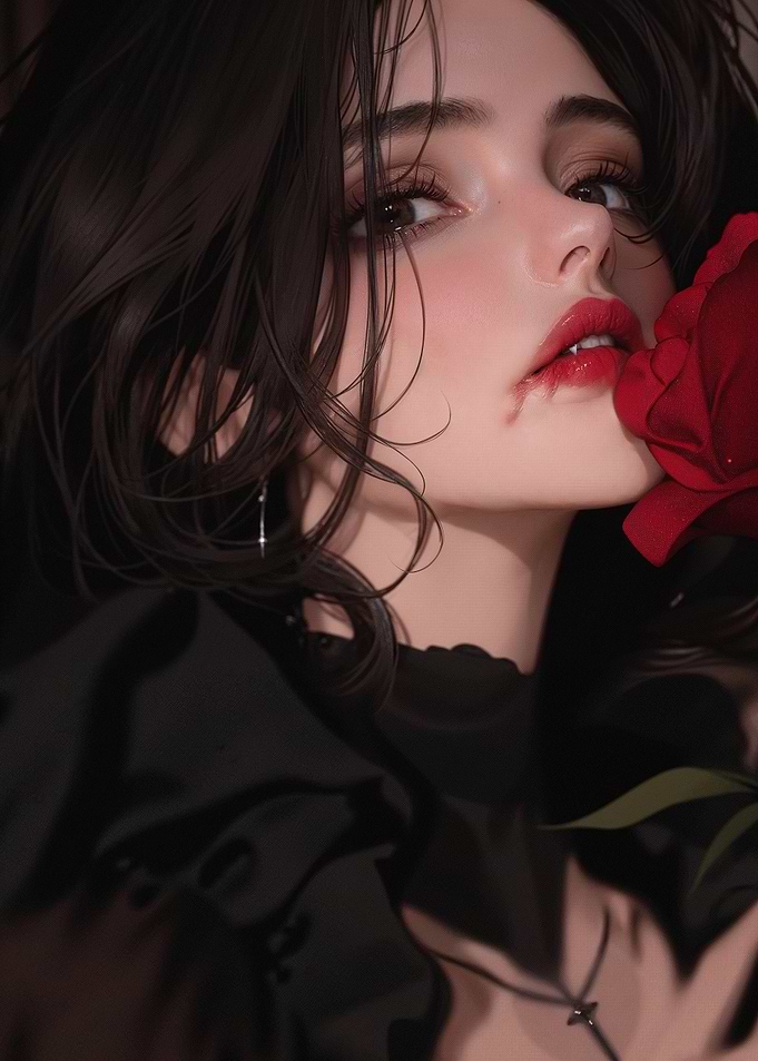 Anime Girl with Rose