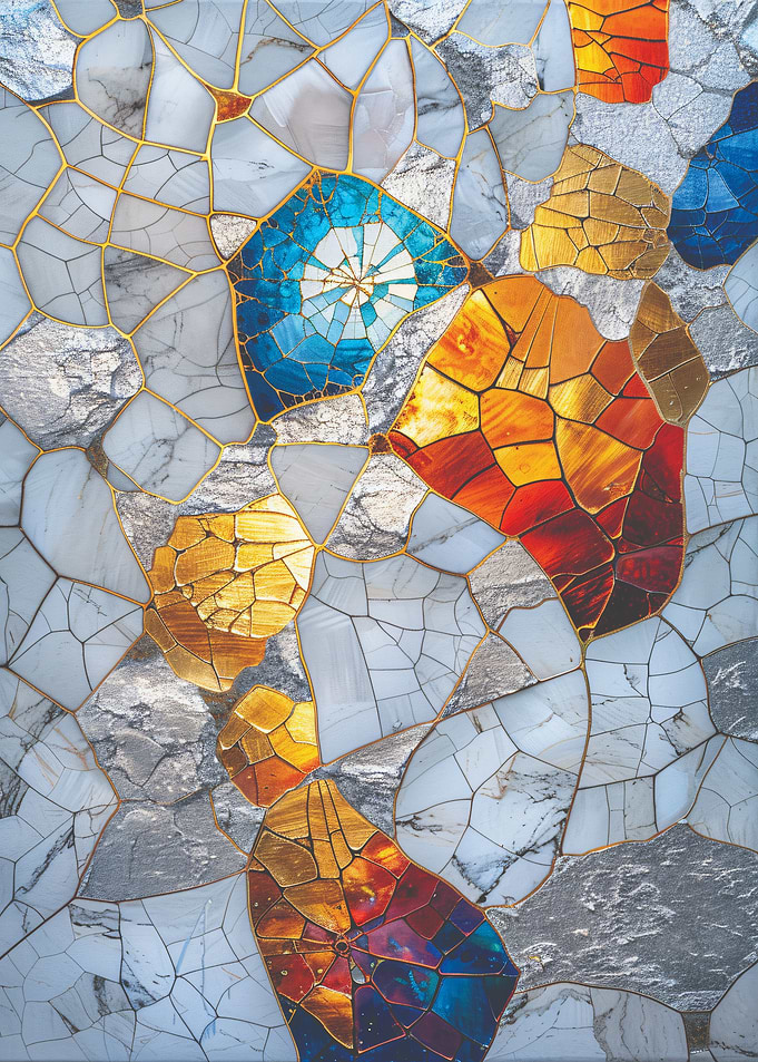 Mosaic Art with Gold Accents