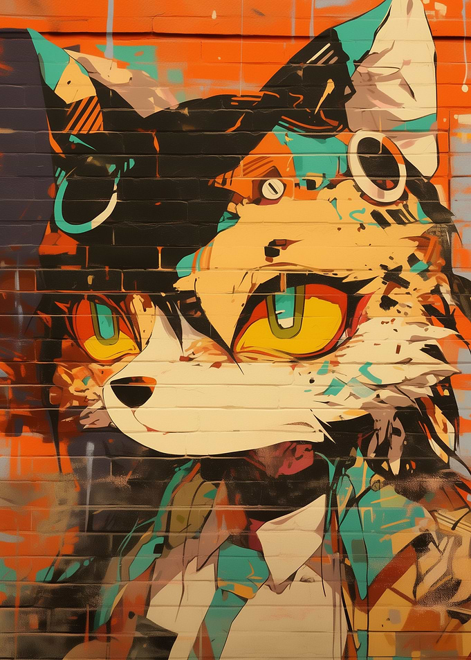 Street Art Cat Mural