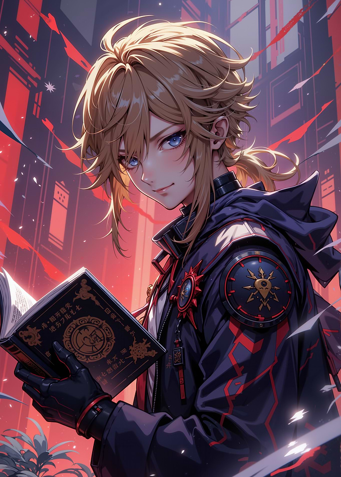 Anime Boy with Book