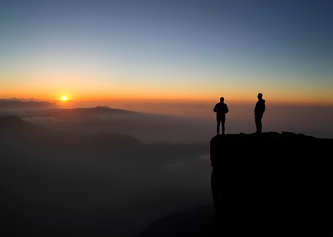 Sunrise Mountaintop Silhouettes