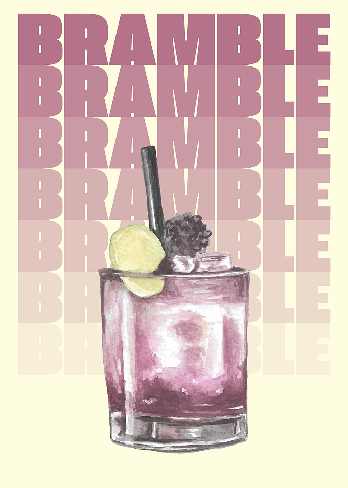 Bramble Cocktail Illustration