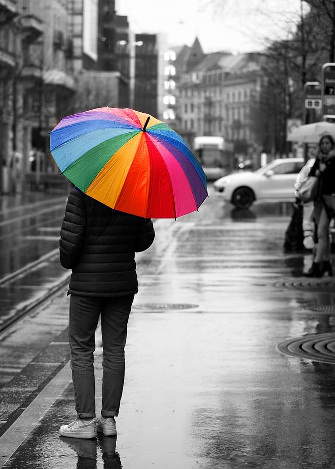 Rainbow Umbrella in City