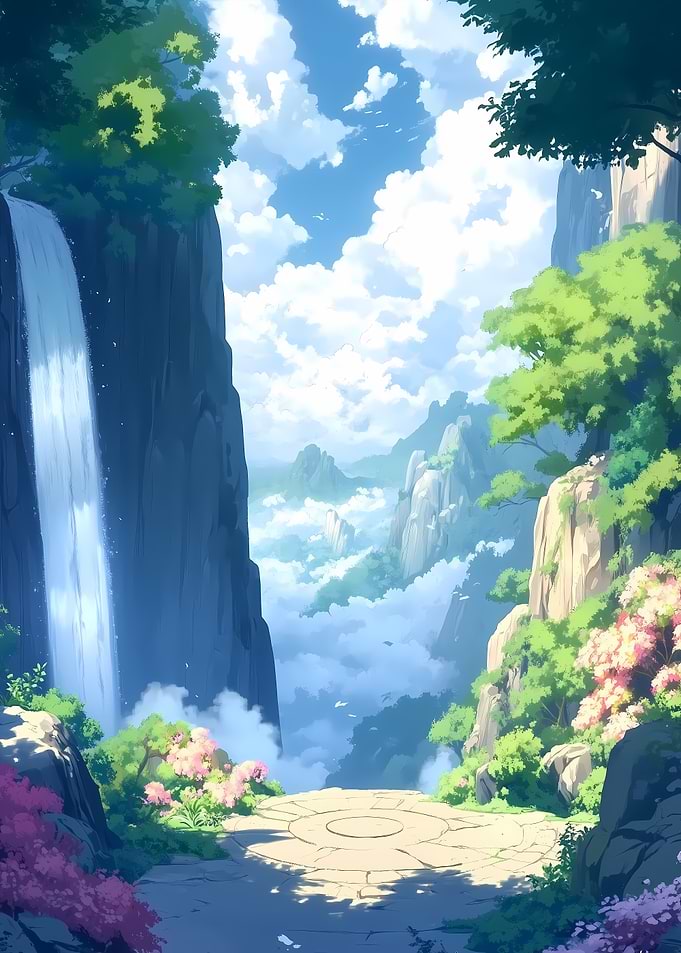 Fantasy Mountaintop Waterfall