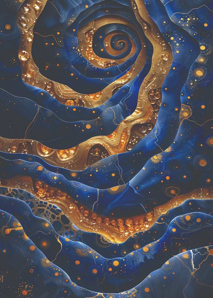 Abstract Blue and Gold Spiral