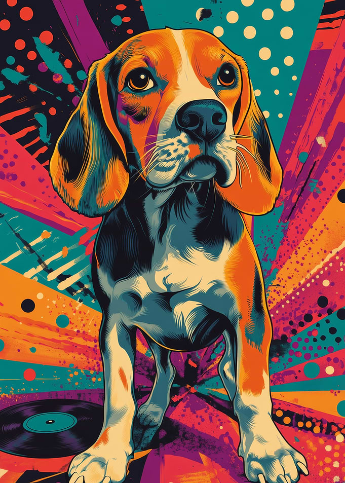 Beagle in Retro Style | Retro Pop Art Beagle Portrait