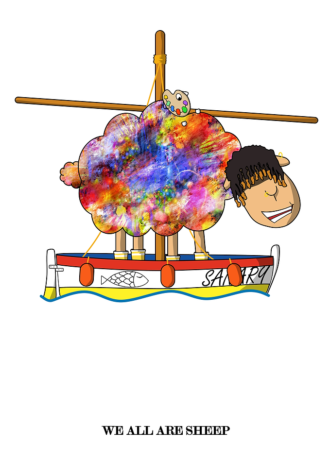 Sheep Boat Art Print