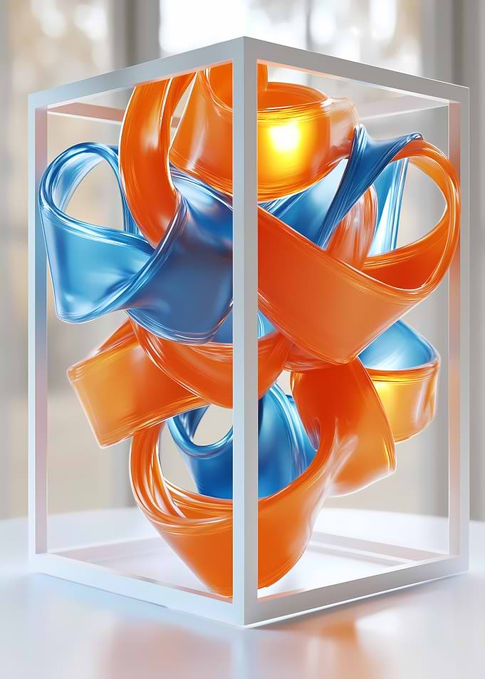 Abstract Orange and Blue Ribbons