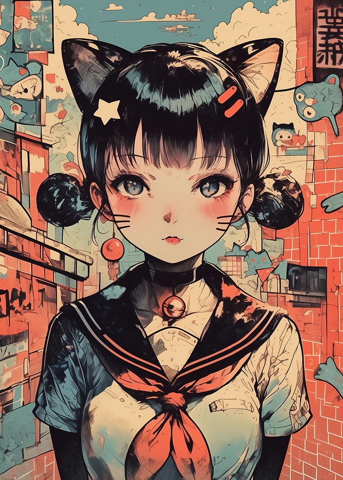 Anime Girl with Cat Ears