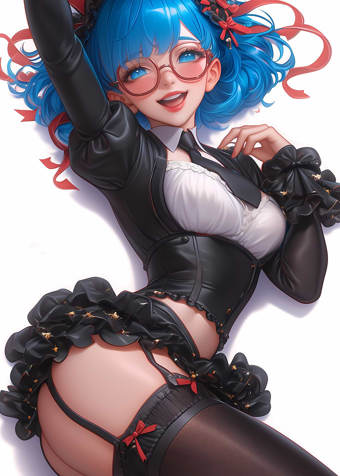 Anime Girl in Black Outfit Gaming