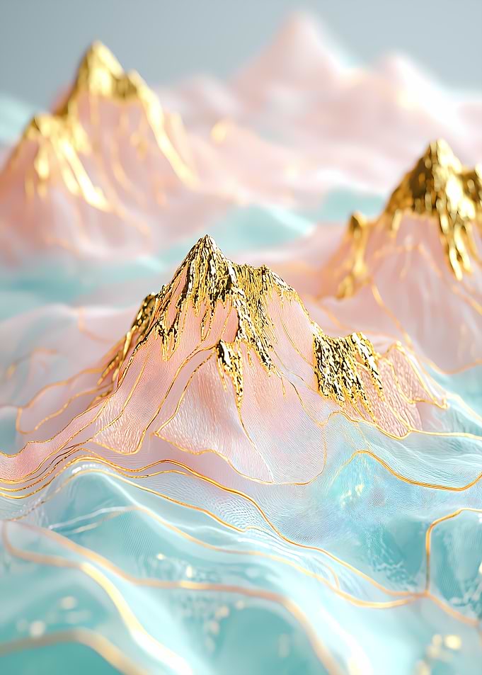 Golden Mountains Abstract