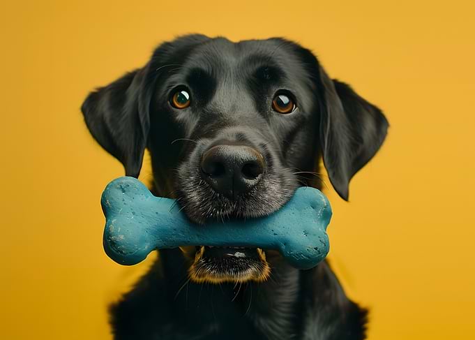 Black Lab with Blue Bone