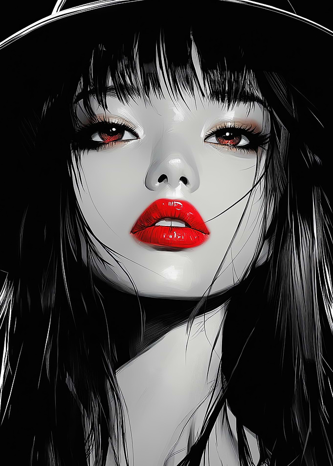 Woman with Red Lips