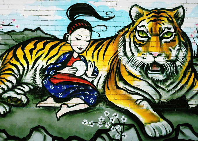 Tiger and Girl Graffiti
