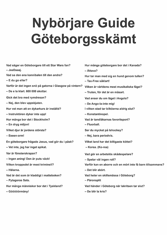 Göteborg Jokes Guide