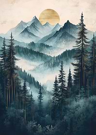 Golden Sunset Mountain Landscape
