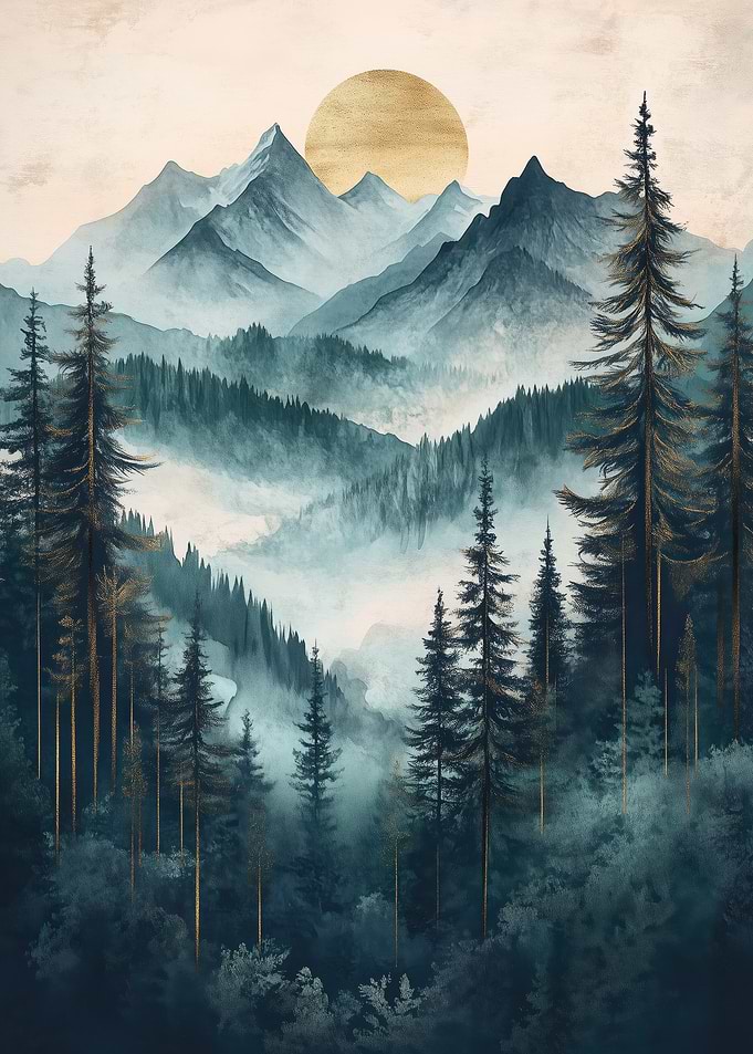 Golden Sunset Mountain Landscape