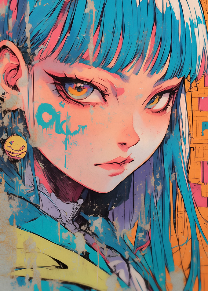 Anime Girl with Blue Hair