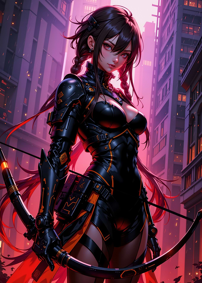 Cyberpunk Archer Girl