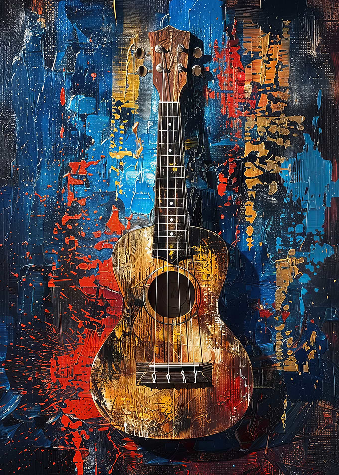 Ukulele on Abstract Background