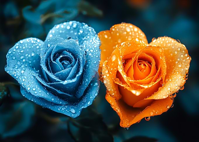 Blue and Orange Roses