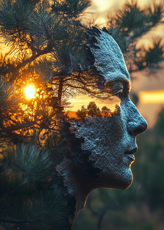 Nature Sunset Through a Face