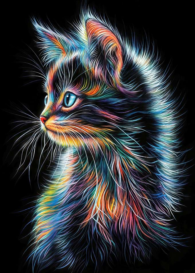 Rainbow Cat Portrait
