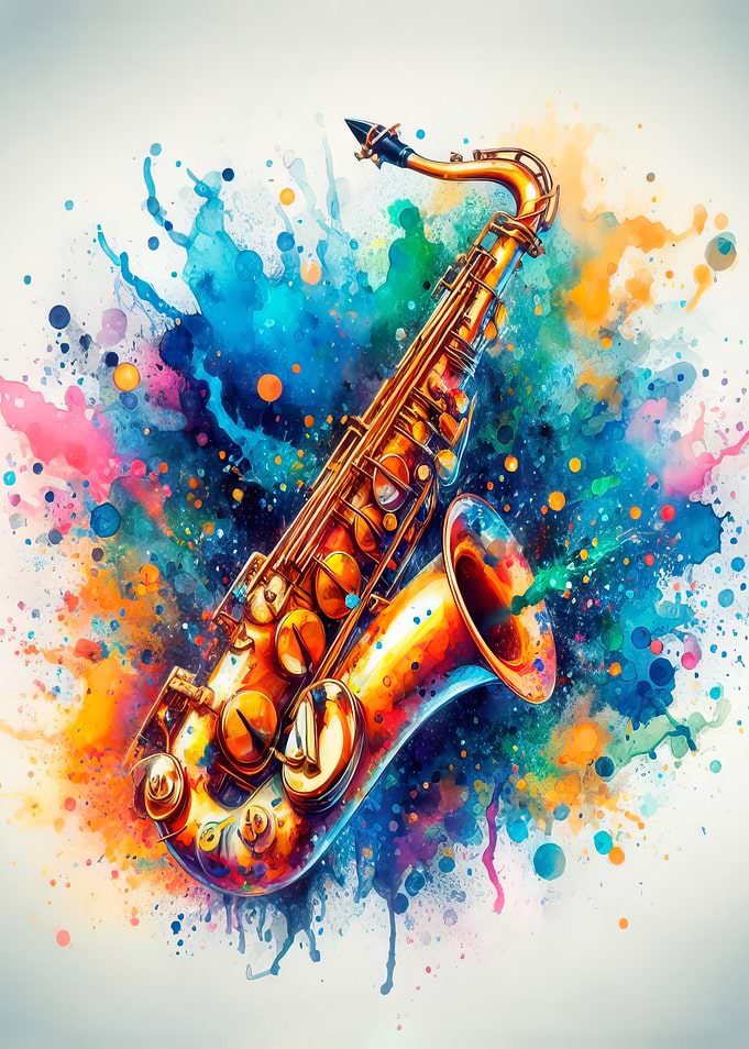 Saxophone Watercolor Art