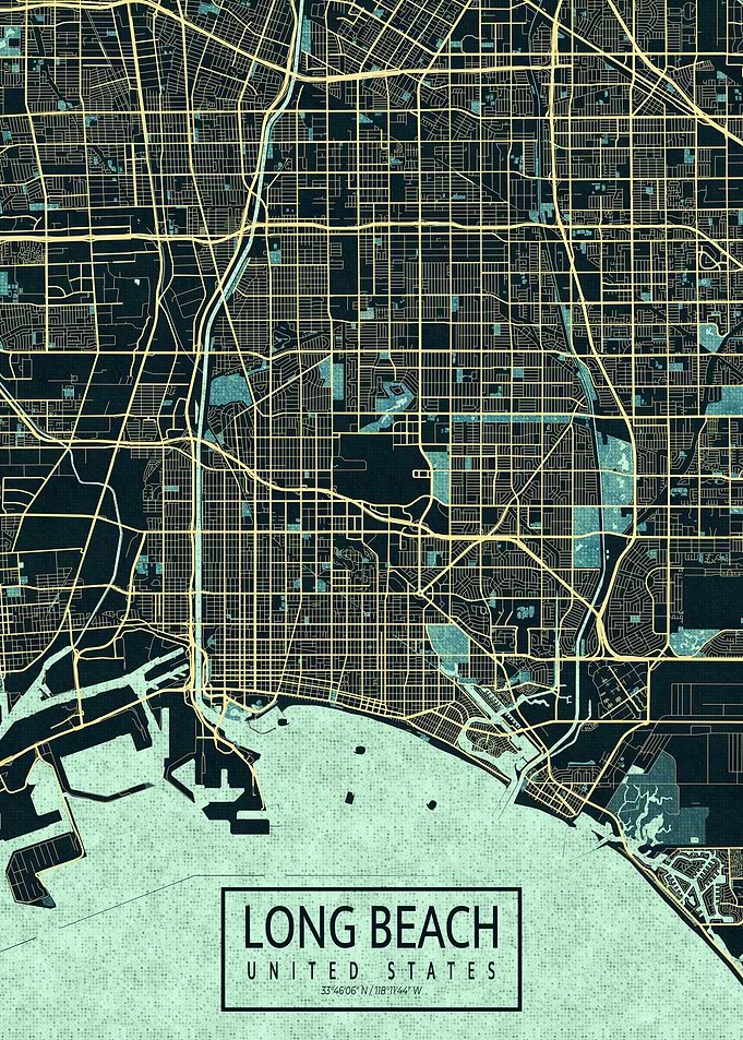 Long Beach Map USA Summer
