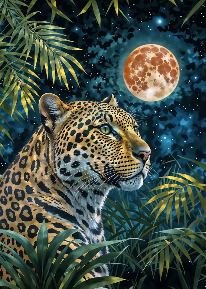 Leopard Under the Moon