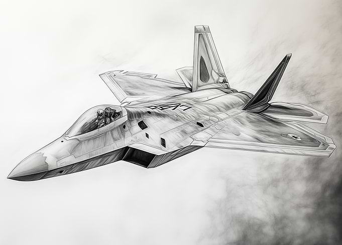 F-22 Raptor Jet Drawing