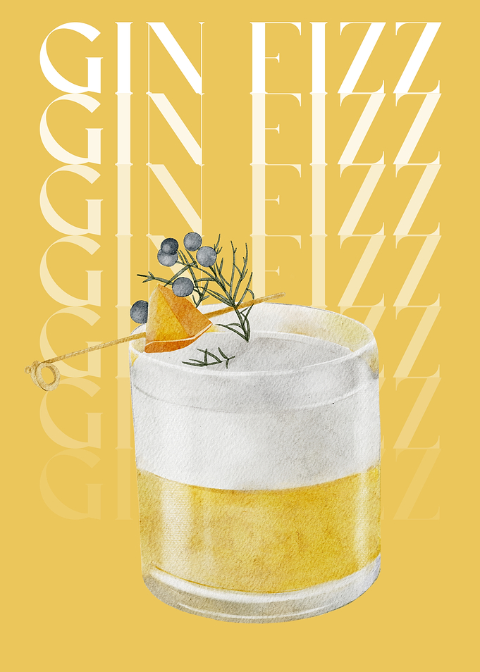 Gin Fizz Cocktail Illustration