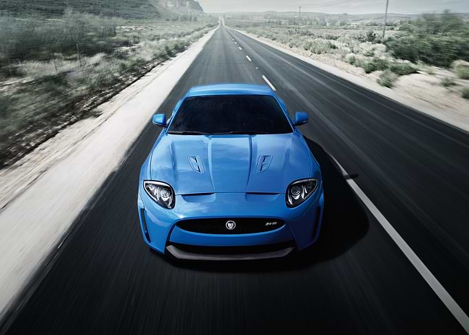 Blue Jaguar XKR on Road