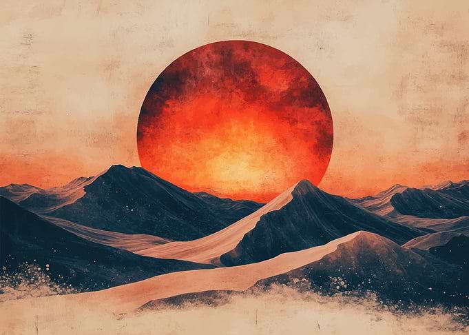 Red Sun Over The Desert