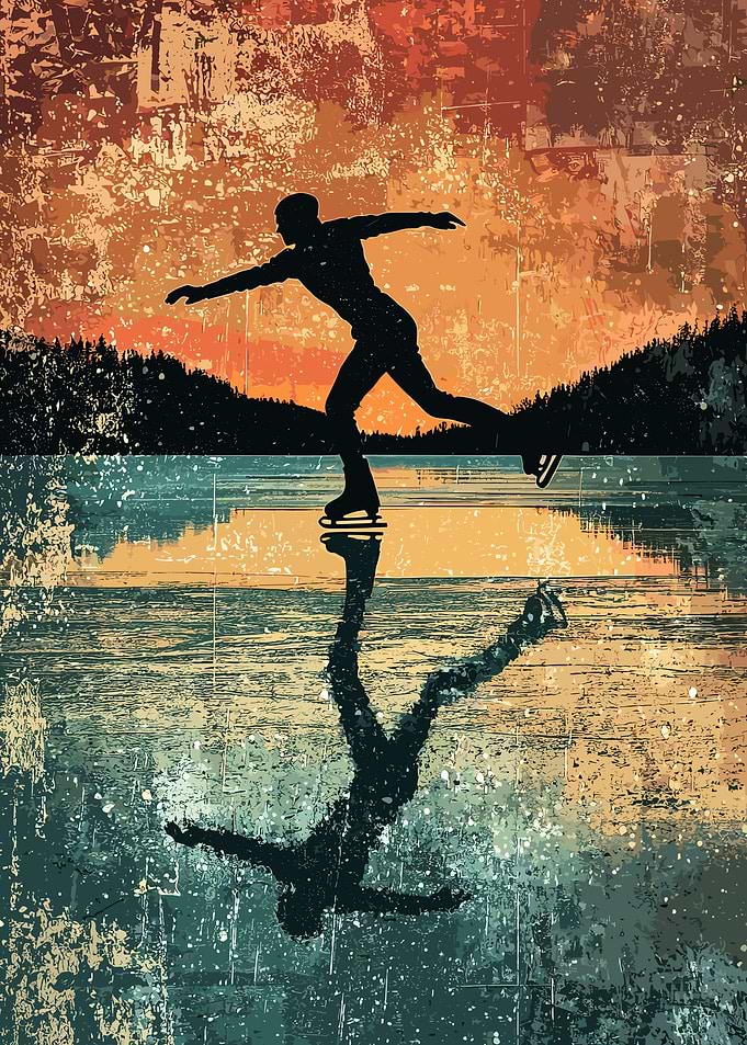 Ice Skating Silhouette