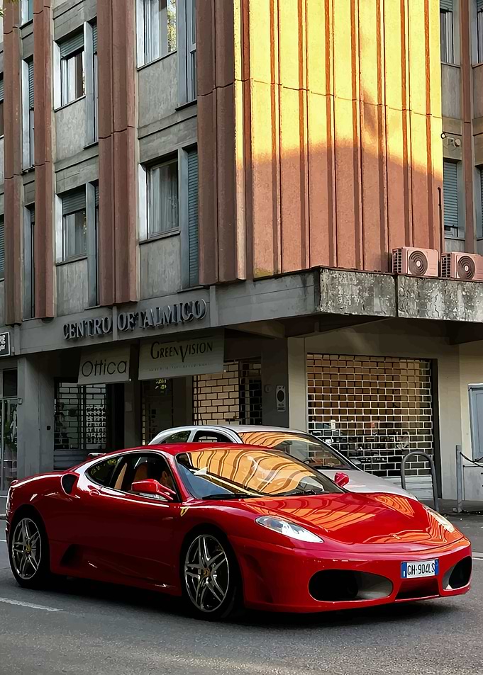 Red Ferrari in City
