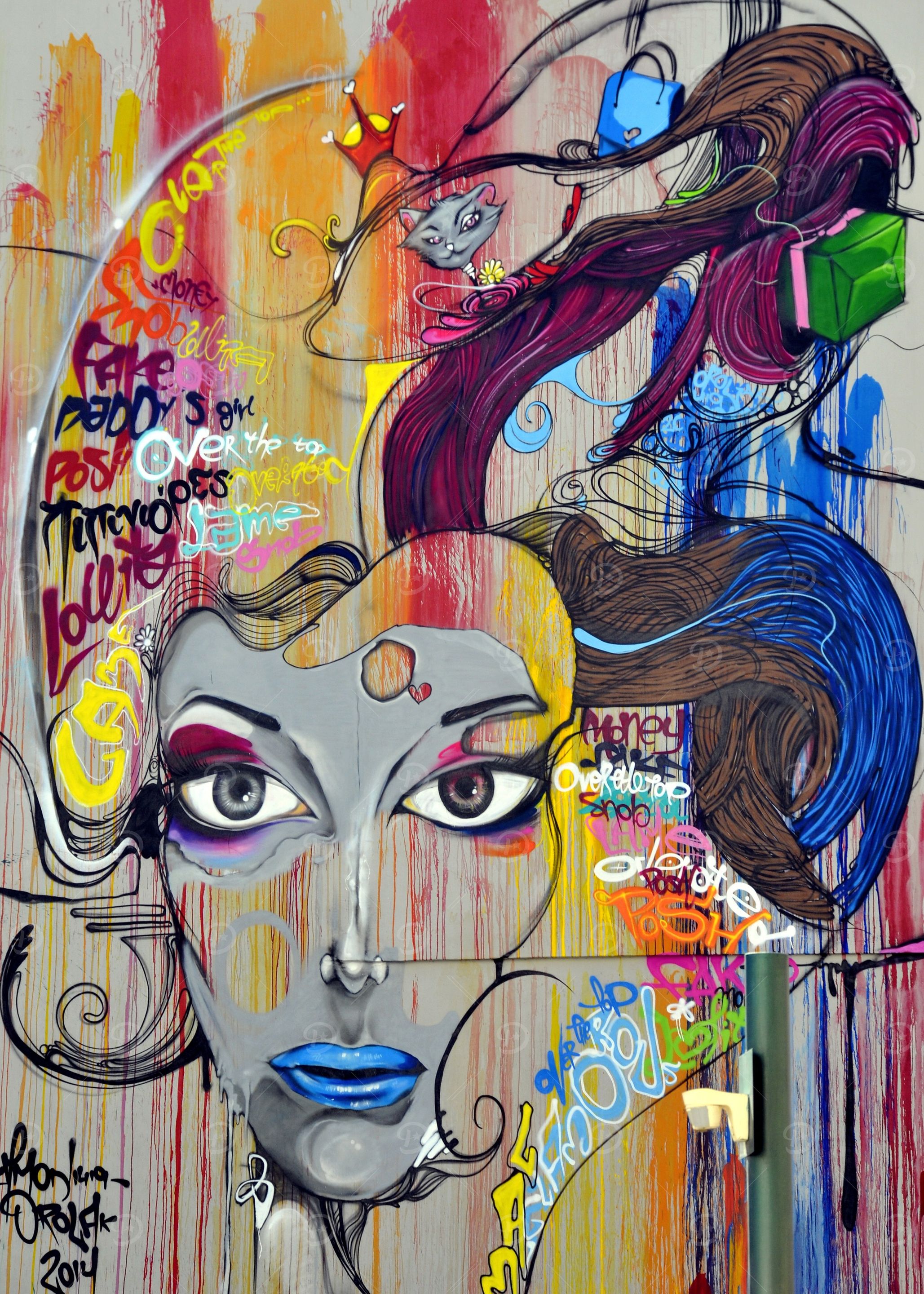 Graffiti Portrait of a Woman with Text