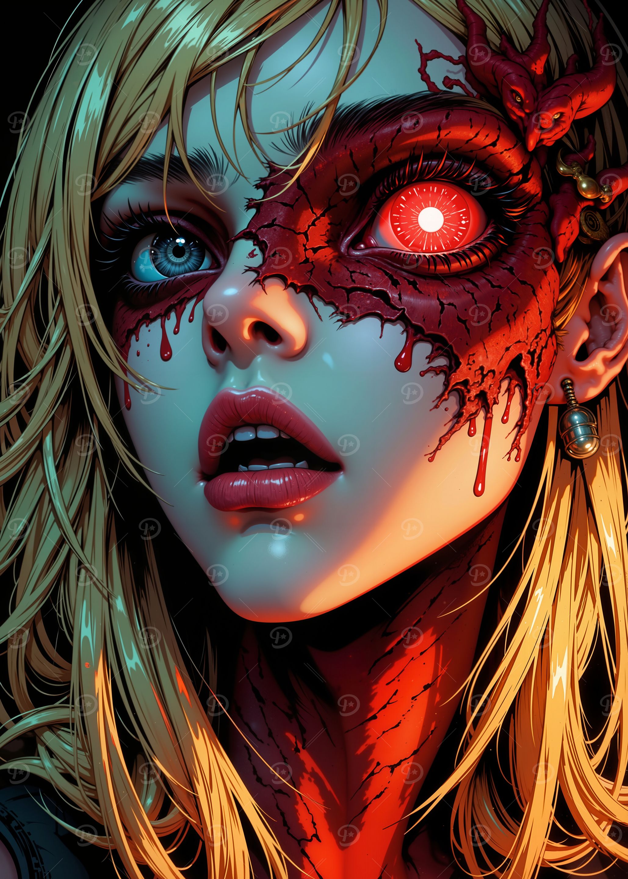 Cyberpunk Woman with Red Eye