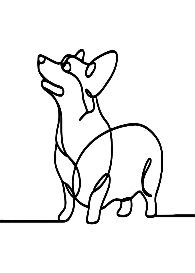 One Line Corgi Art