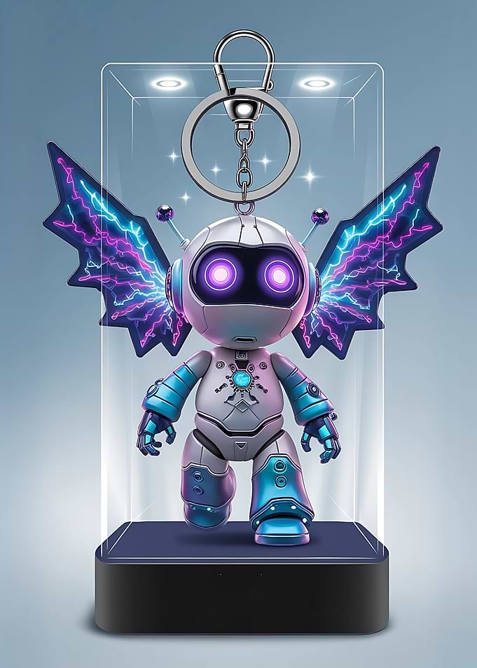 Robot Keychain with Wings