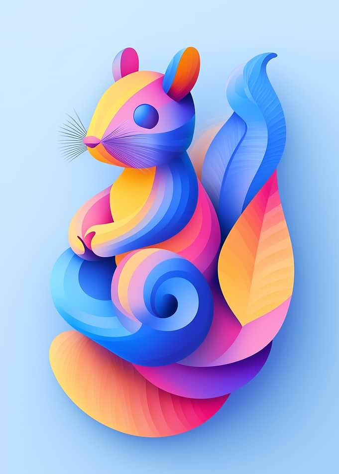 Abstract Colorful Squirrel