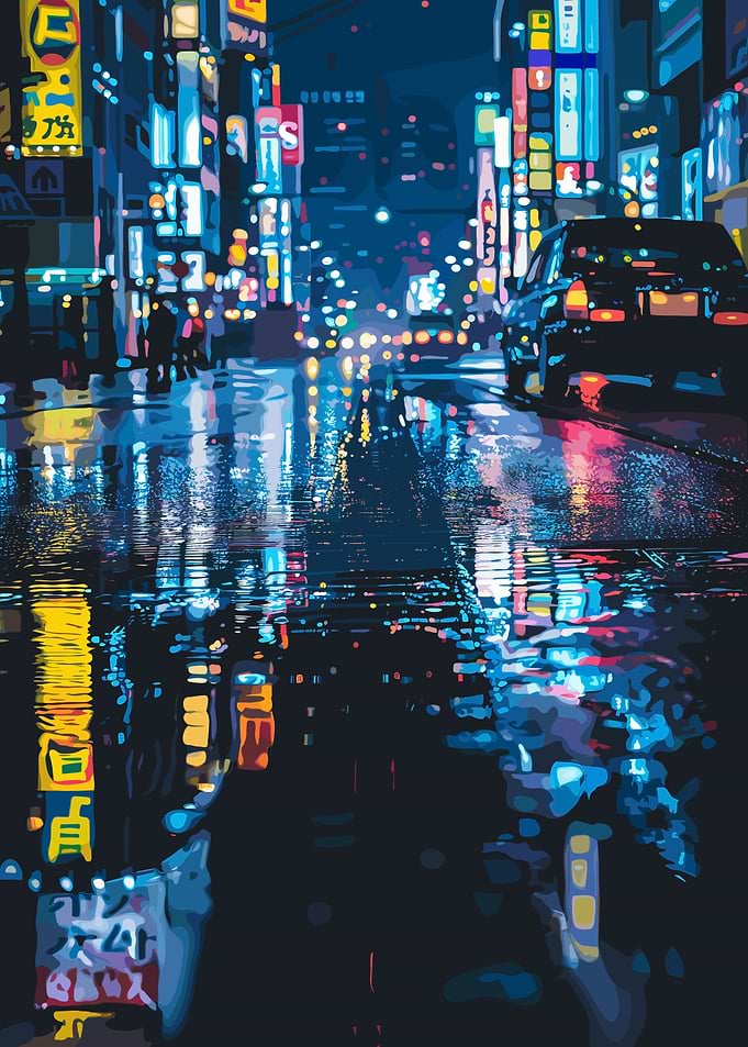 Cyberpunk City Neon Japan