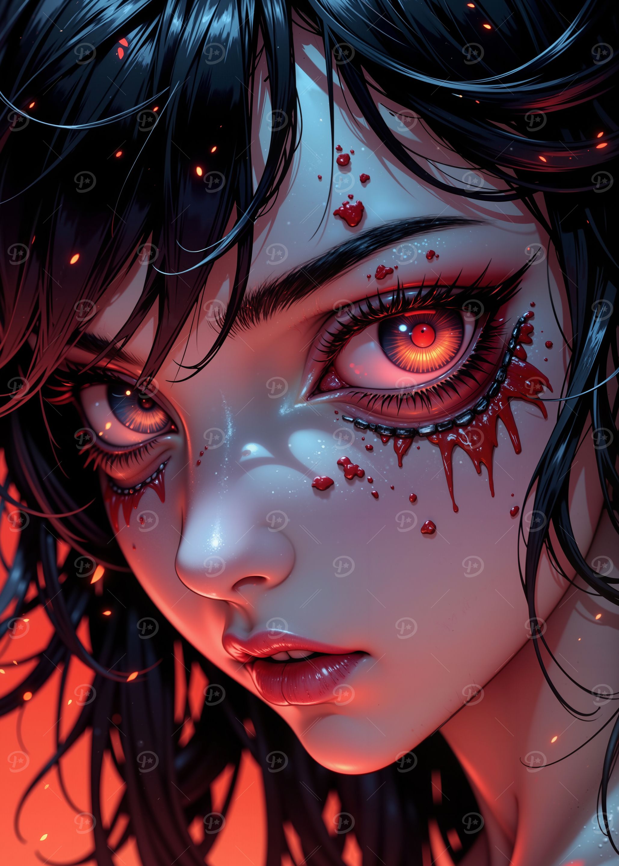 Anime Girl with Blood Tears