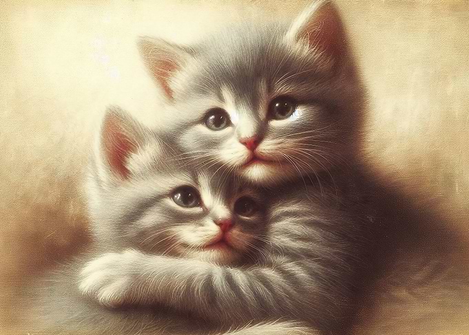 Two Cute Kittens Hugging