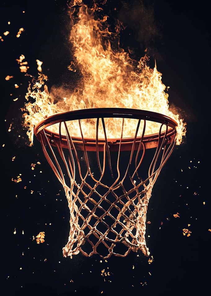 Flaming Basketball Hoop