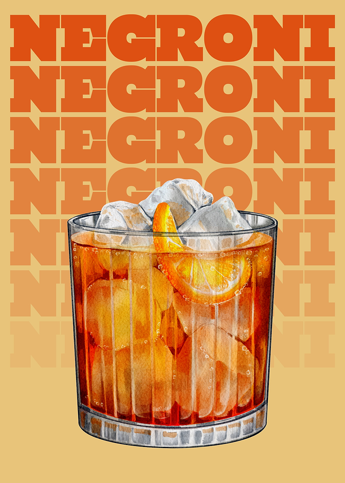Negroni Cocktail Illustration